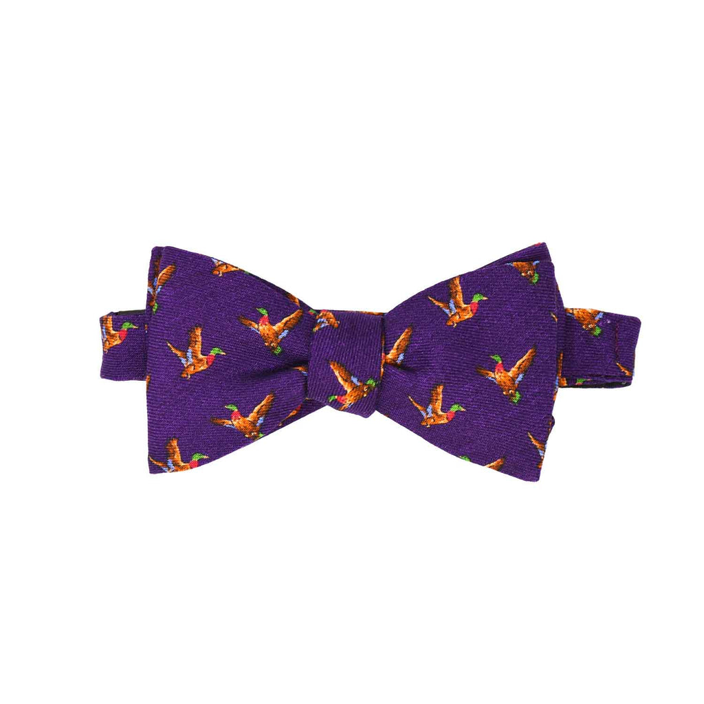 Purple Birds Self-Tie Wool Pattern Bow Tie - serafinesilk
