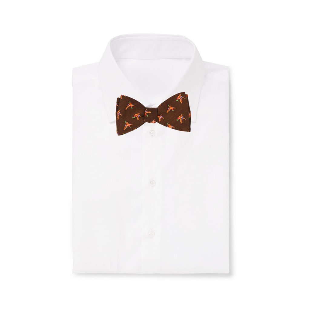 Brown Birds Self-Tie Wool Pattern Bow Tie - serafinesilk