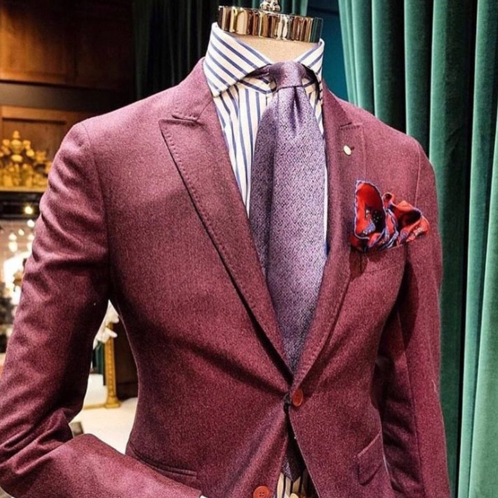 Cherry Amarone Silk Pocket Square Serà Fine Silk