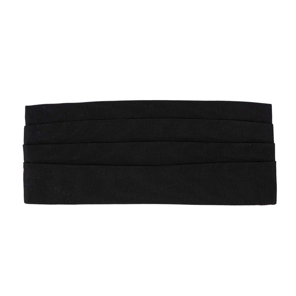 Black Grosgrain Silk 4 Pleat Cummerbund - sera fine silk