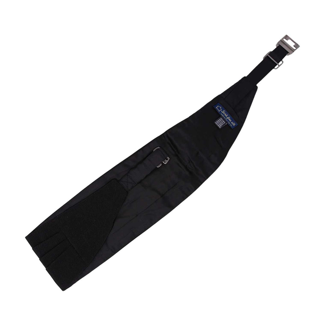 Black Grosgrain Silk 4 Pleat Cummerbund - sera fine silk