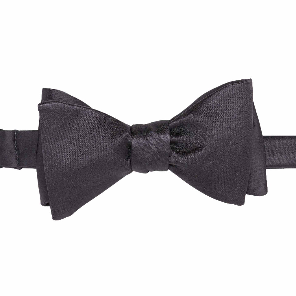 Dark Grey Self-Tie Silk Bow Tie - sera fine silk