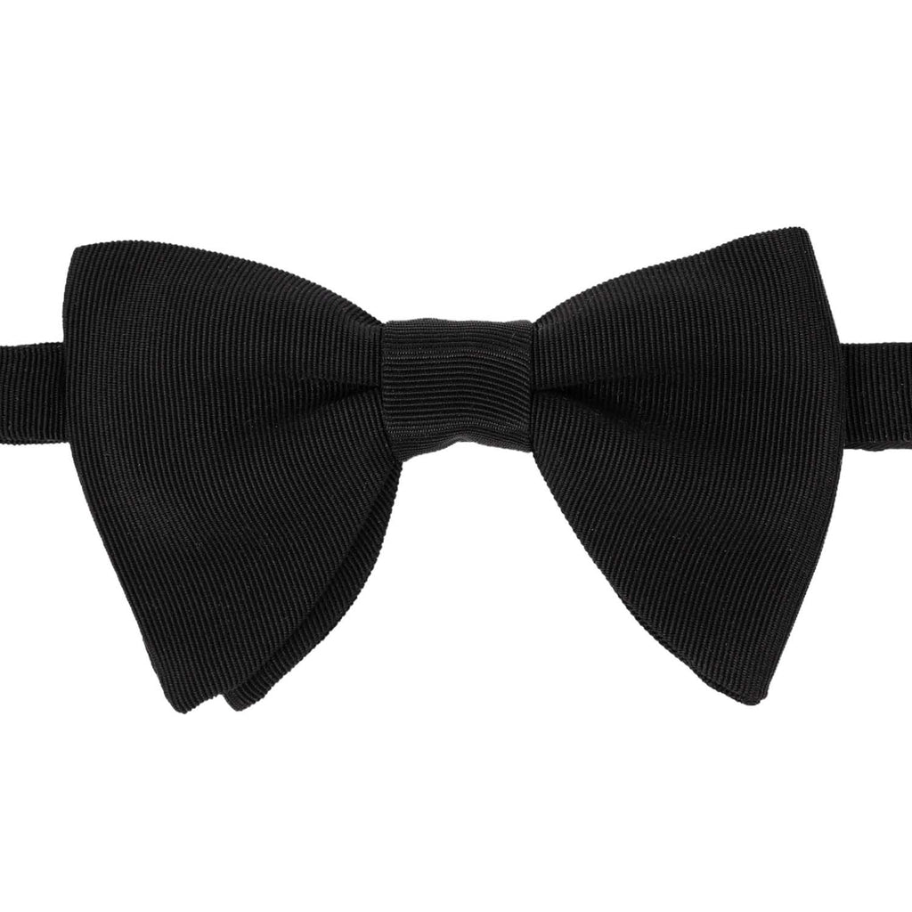 Black Grosgrain Pre-Tied Silk Butterfly Bow Tie - sera fine silk