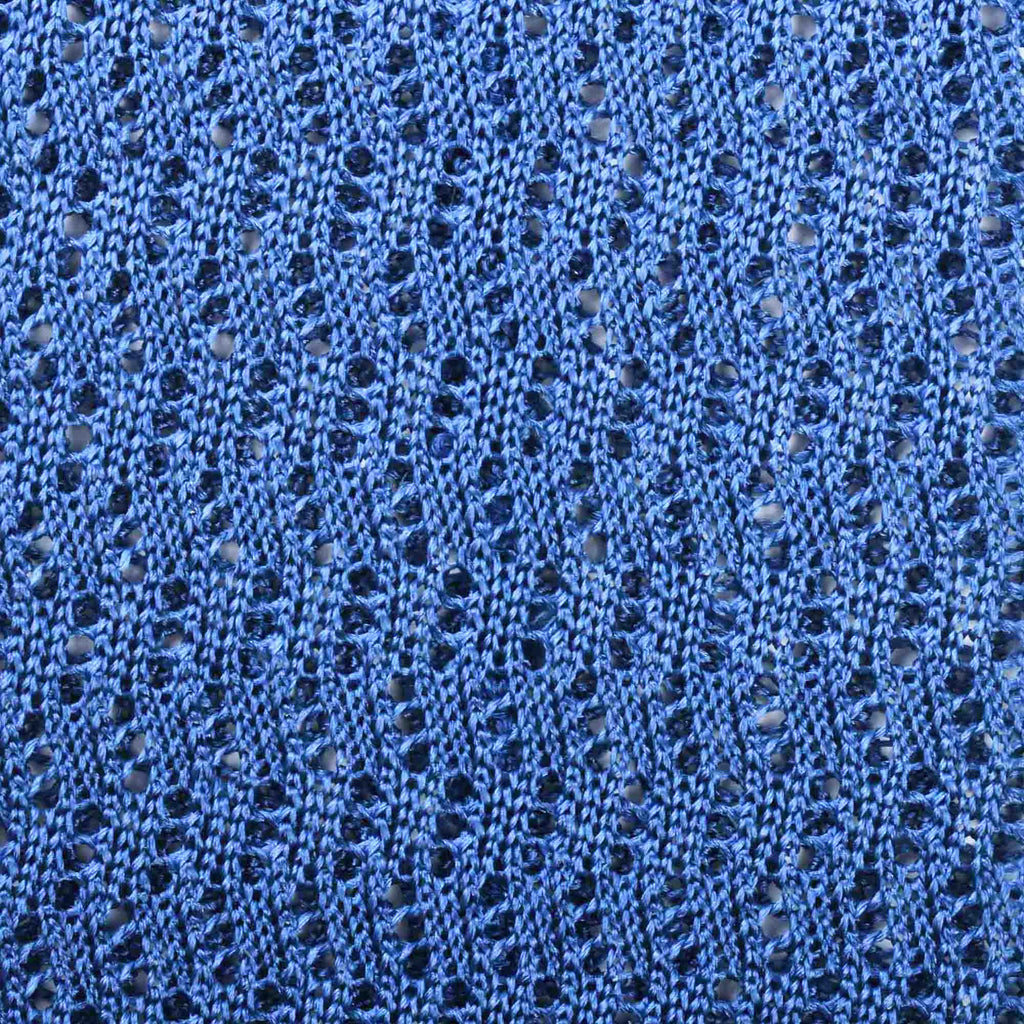 Light Blue Zig Zag V Point Knitted Silk Tie Serà Fine Silk