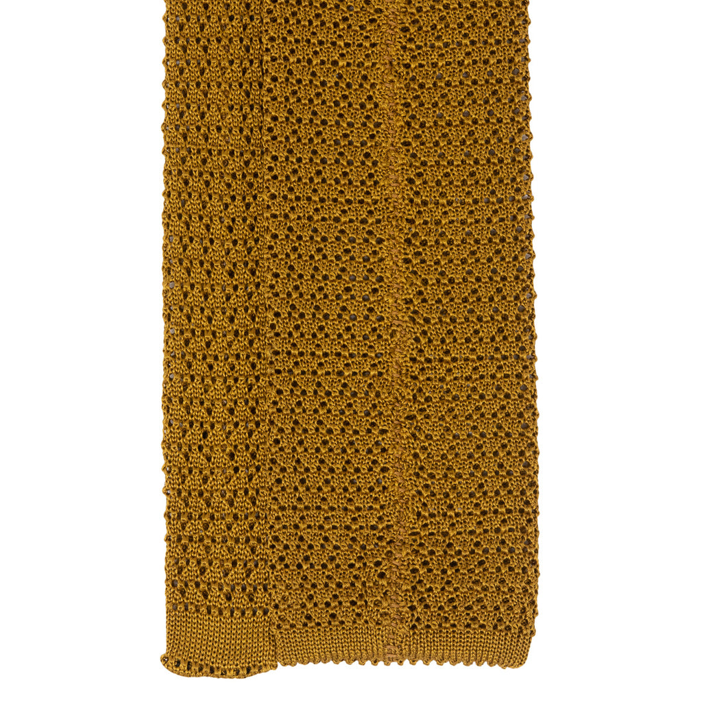 Gold Crochet Knitted Silk Tie - sera fine silk
