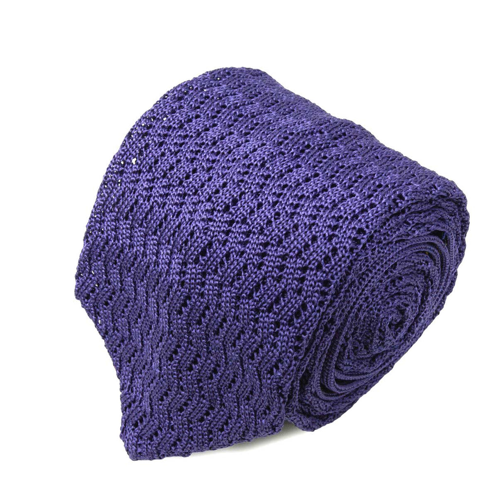 light purple zig zag v point knitted tie - serà fine silk