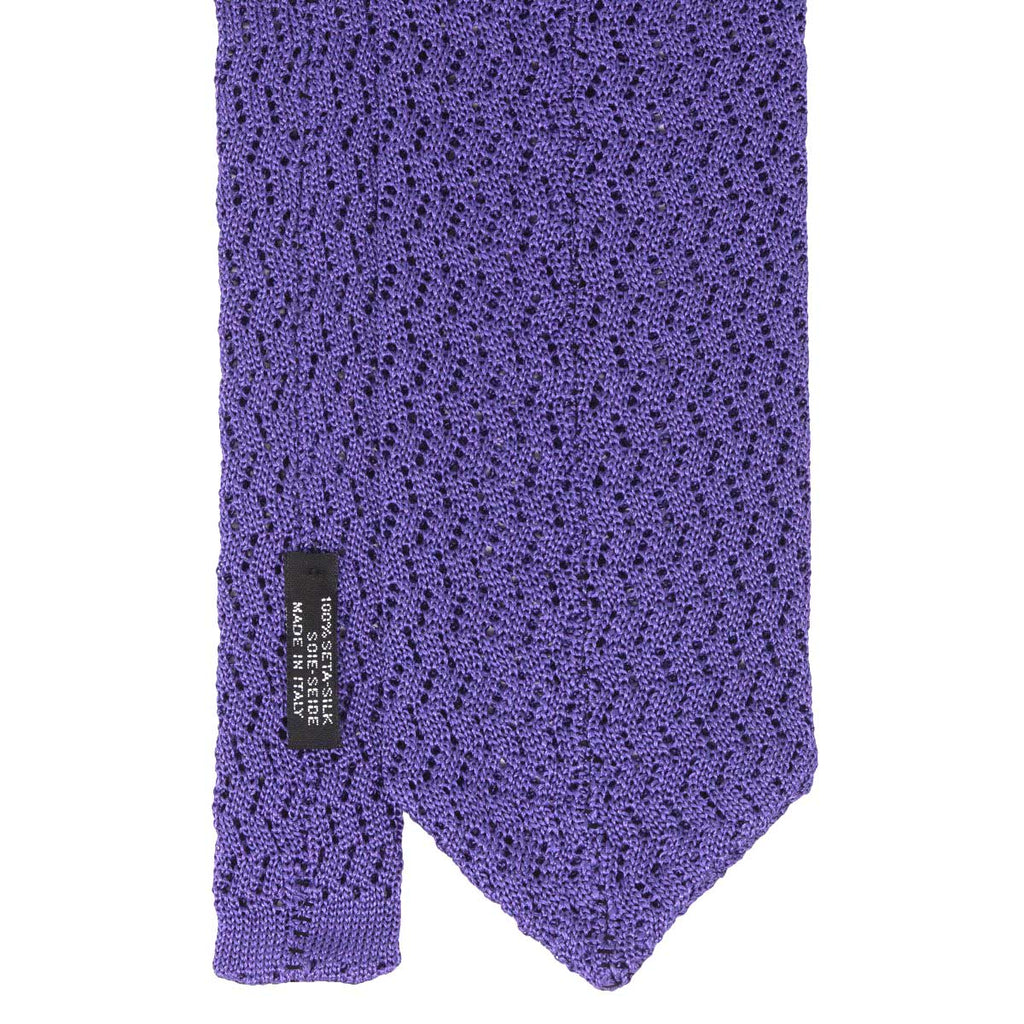light purple zig zag v point knitted silk tie - serà fine silk