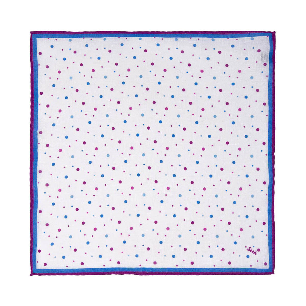 Purple Dots Linen Pocket Square - serafinesilk