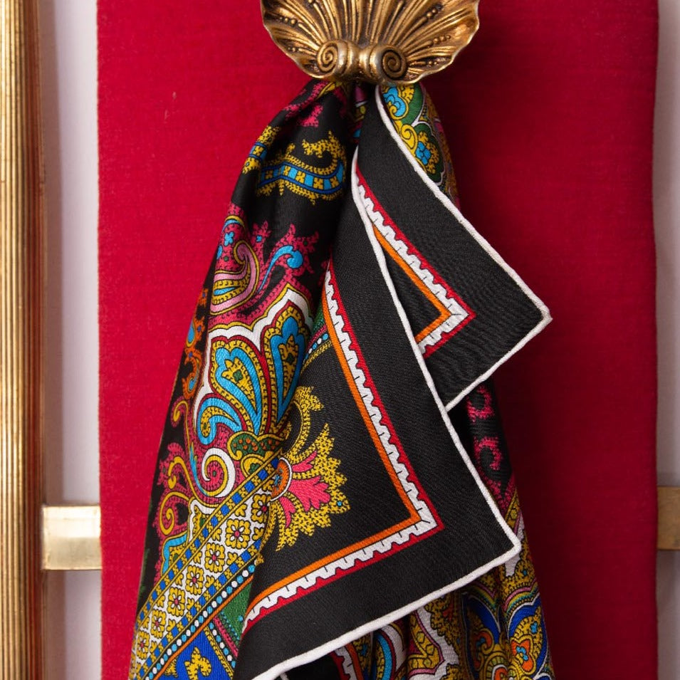 madame butterfly black multicolor silk scarf