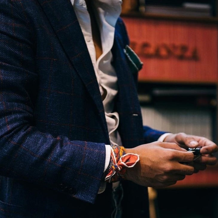 Murano Orange Silk Pocket Square Serà Fine Silk