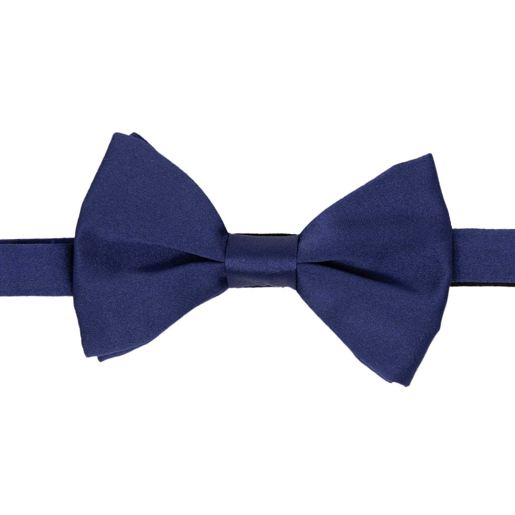 Navy Blue Satin silk Pre-tied Bow Tie - serafinesilk