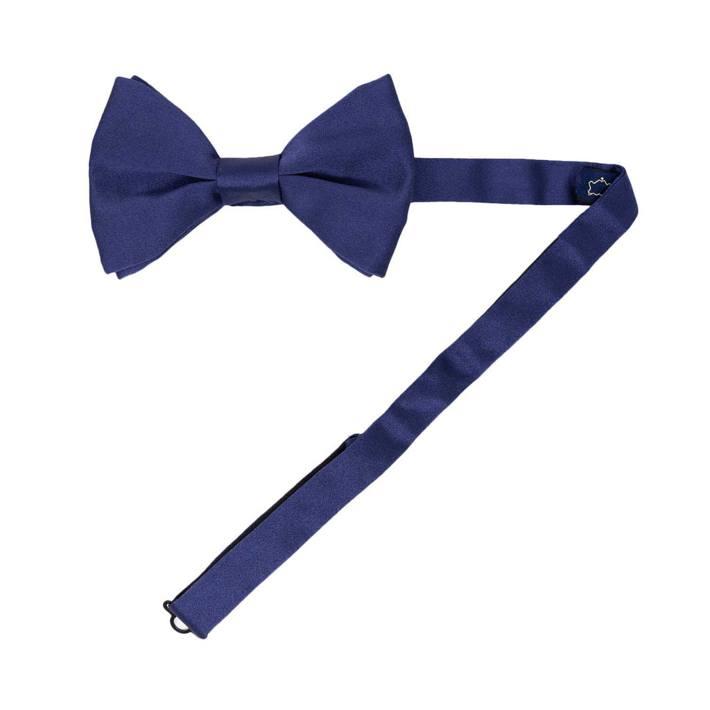Navy Blue Satin silk Pre-tied Bow Tie - serafinesilk