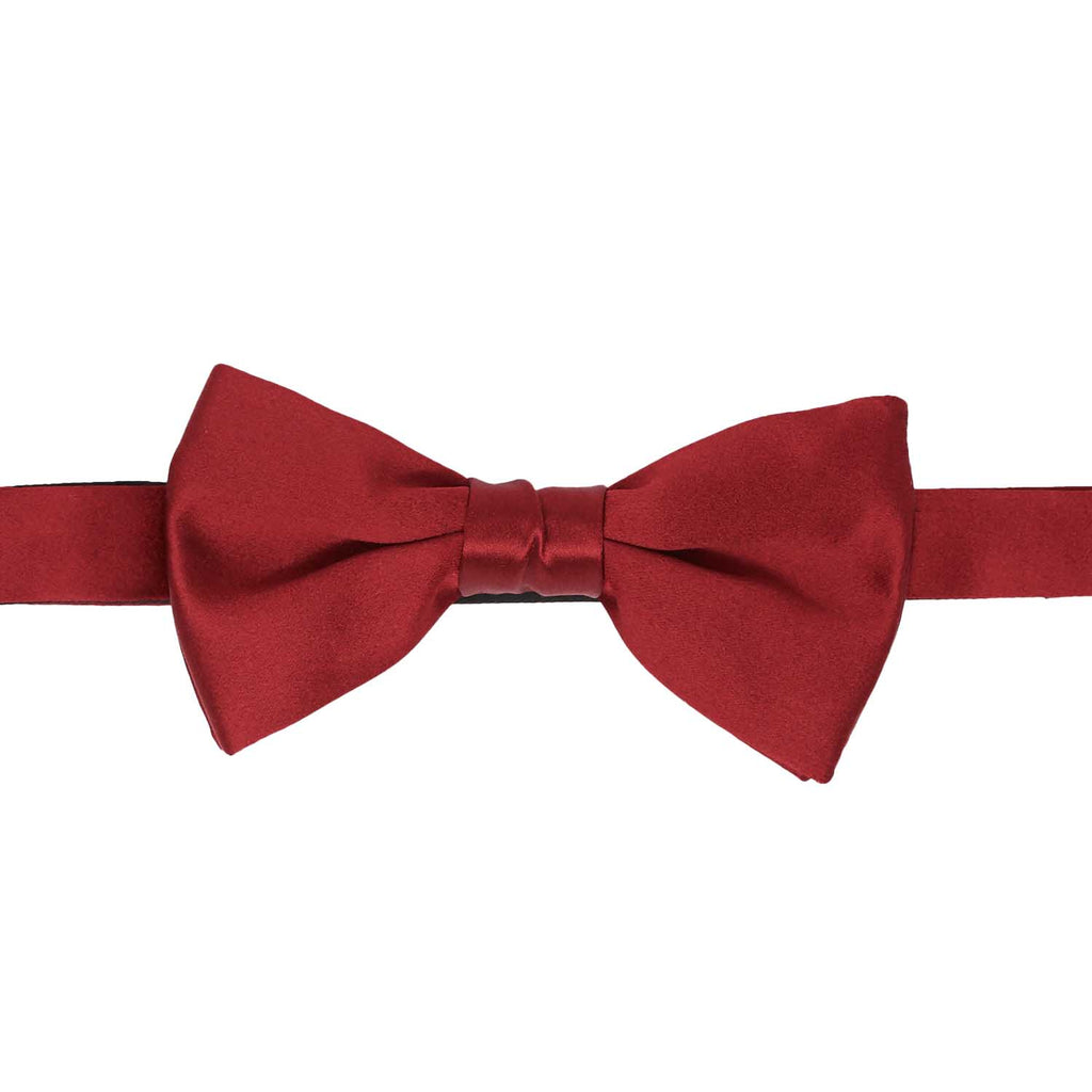 Red Pre-Tied Silk Satin Bow Tie - serafinesilk