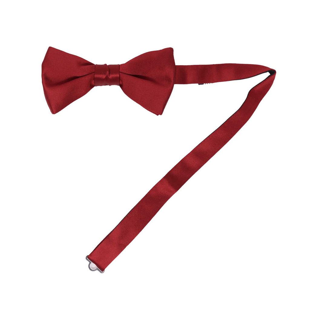 Red Pre-Tied Silk Satin Bow Tie - serafinesilk
