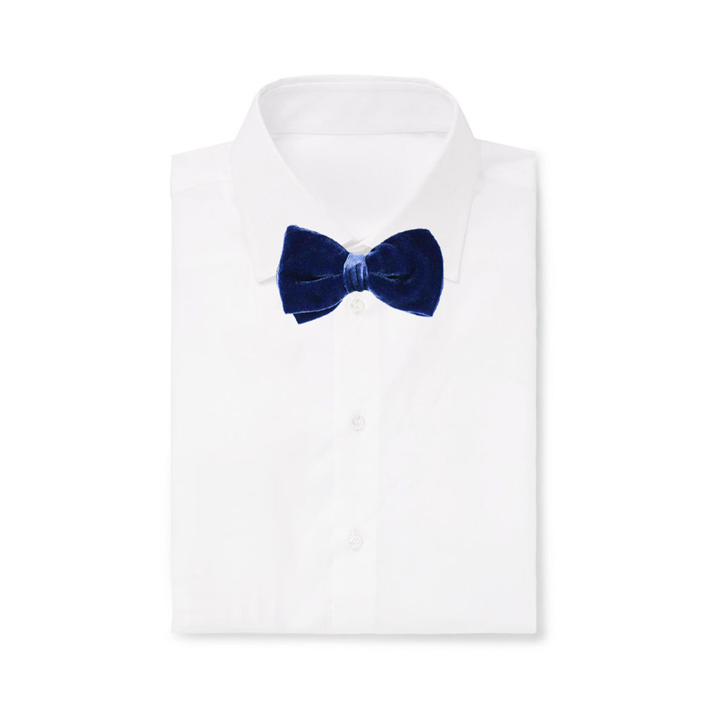 Royal Blue Pre-Tied Velvet Bow Tie - sera fine silk