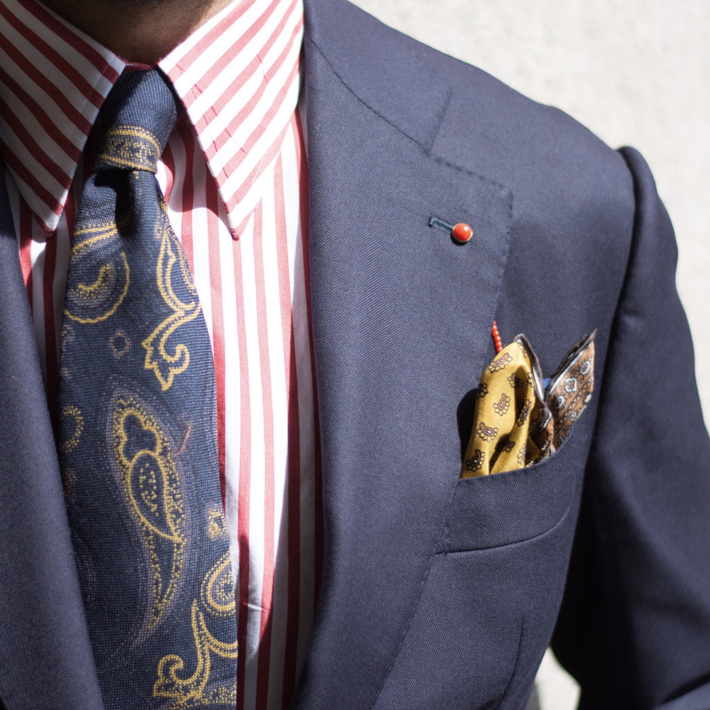 Almond Soave Golden Yellow Pocket Square Styled
