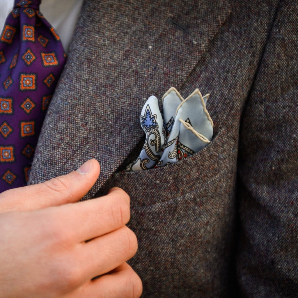 Torcello Light Blue Silk Pocket Square Serà Fine Silk