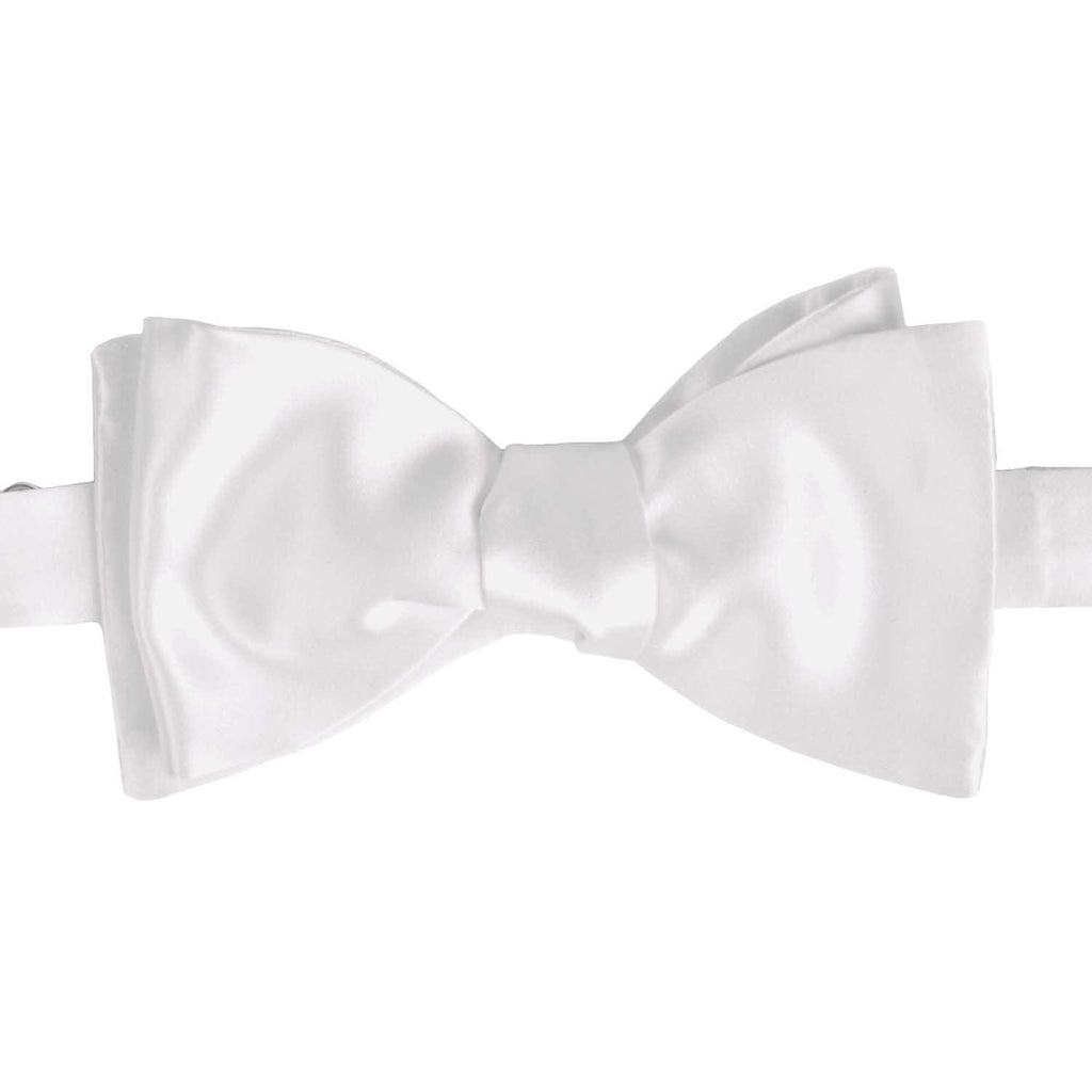 White Self-Tie Silk Satin Bow Tie - sera fine silk