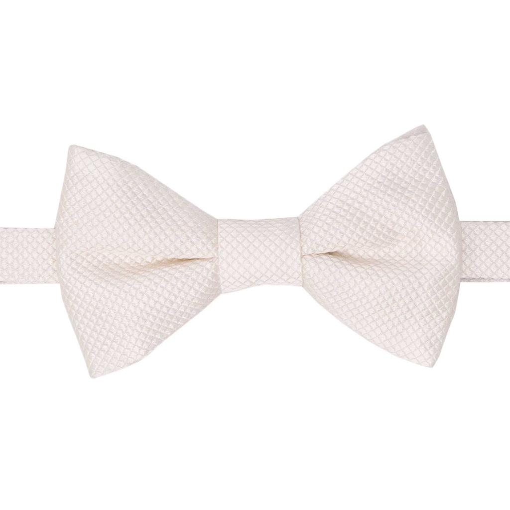 White Matelasse Pre-Tied Silk Bow Tie - sera fine silk