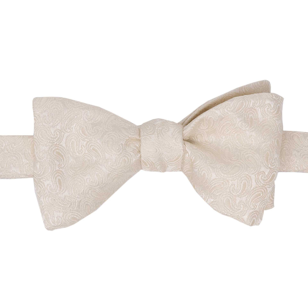 White Jacquard Pattern Self-Tie Silk Bow Tie - sera fine silk