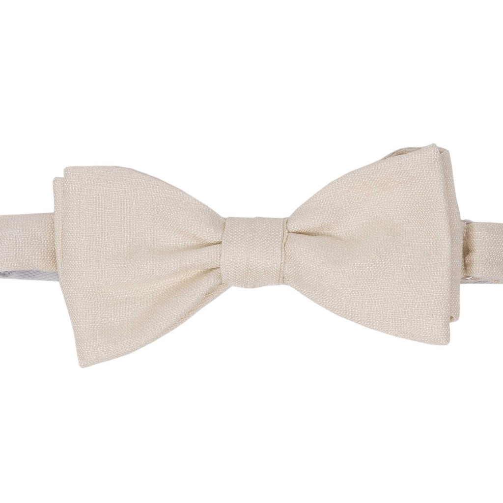 White textured Self Tie Silk Bow Tie - sera fine silk